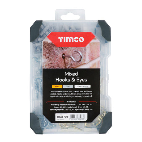 This is an image of Timco - Mixed Tray - Hooks & Eyes - (133 PCS Tray) TRAY700