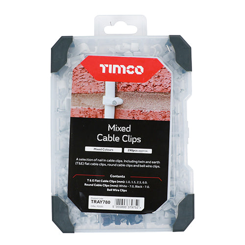 This is an image of Timco - Mixed Tray - Cable Clips - (290 PCS Tray) TRAY780