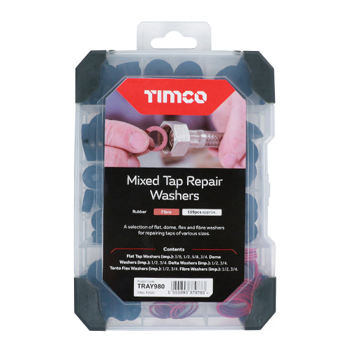 This is an image of Timco - Mixed Tray - Tap Repair Washers - (159 PCS Tray) TRAY980