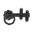 This is an image of Timco - Ring Gate Latch - Twisted - Black 6" (1 Each TIMbag) TRGL6BP