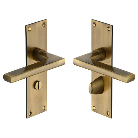 High quality image of the Heritage Brass Door Handle Bathroom Set Trident Design Antique Finish | Sku. tri1330-at | Discounted prices available from Trade Door Handles