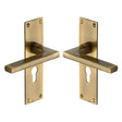 High quality image of the Heritage Brass Door Handle Euro Profile Plate Trident Design Antique Finish
 | Sku. tri1348-at | Discounted prices available from Trade Door Handles