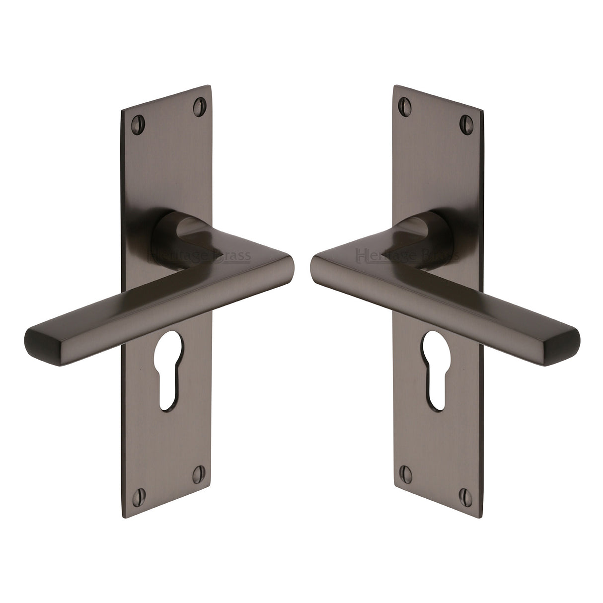 High quality image of the Heritage Brass Door Handle Euro Profile Plate Trident Design Matt Bronze Finish
 | Sku. tri1348-mb | Discounted prices available from Trade Door Handles