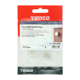 This is an image of Timco - Threaded Screw Caps - Solid Brass - Polished Brass 14mm - (4 PCS TIMpac) TSC14PBP