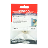 This is an image of Timco - Threaded Screw Caps - Solid Brass - Satin 16mm - (4 PCS TIMpac) TSC16SBP