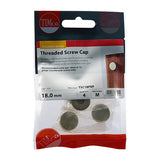 This is an image of Timco - Threaded Screw Caps - Solid Brass - Polished Brass 18mm - (4 PCS TIMpac) TSC18PBP