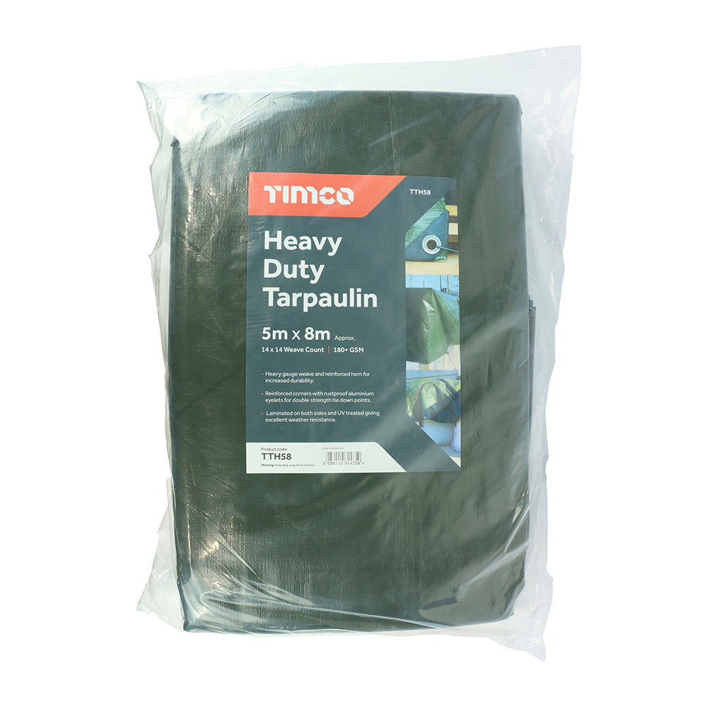 This is an image of Timco - Tarpaulin - Heavy Duty 5 x 8m (1 Each Bag) TTH58