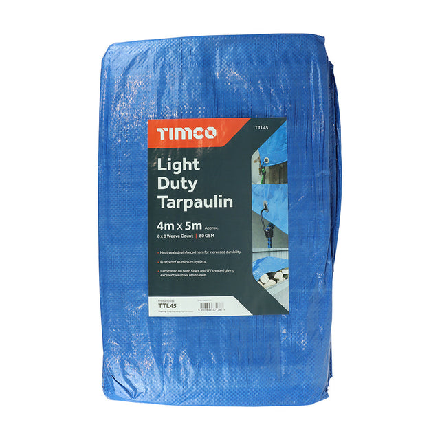 This is an image of Timco - Tarpaulin - Light Duty 4 x 5m (1 Each Bag) TTL45
