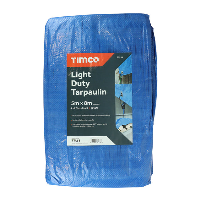 This is an image of Timco - Tarpaulin - Light Duty 5 x 8m (1 Each Bag) TTL58
