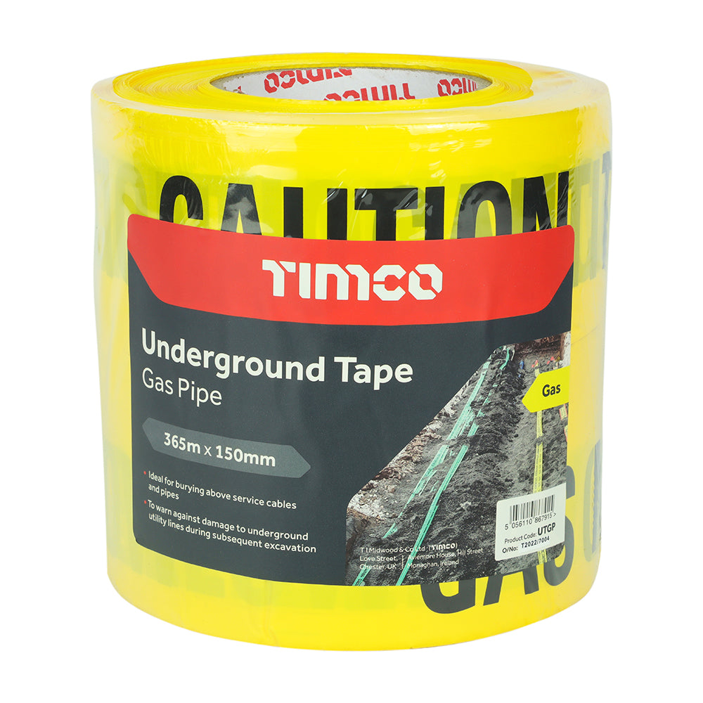 This is an image of Timco - Underground Tape - Gas Pipe 365m x 150mm (1 Each Roll) UTGP