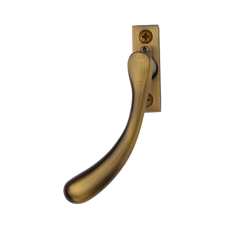 High quality image of Heritage Brass - Left-Handed Espagnolette Handle Ball Design Antique Brass finish | Sku. v1009l-lh-at | available to order from Trade Door Handles in Kendal.