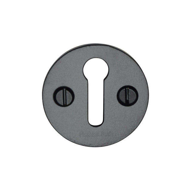 High quality image of Heritage Brass - Standard Key Escutcheon Round - V1010 - Matt Black | Sku. v1010-bkmt | available to order from Trade Door Handles in Kendal.