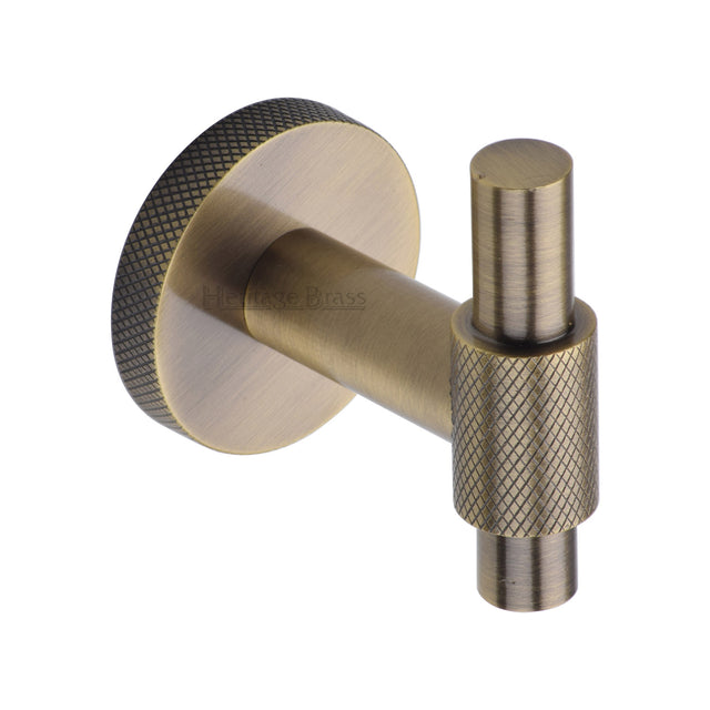 High quality image of the Heritage Brass Knurled Bar Hook-Antique Brass Finish
 | Sku. v1042-at | Discounted prices available from Trade Door Handles