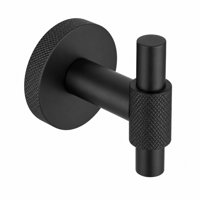 High quality image of the Heritage Brass Knurled Bar Hook-Matt Black Finish | Sku. v1042-bkmt | Discounted prices available from Trade Door Handles