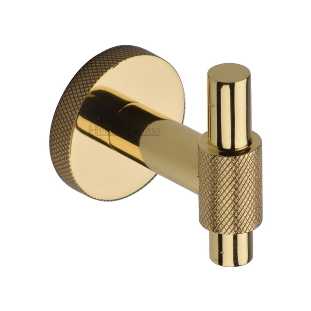 High quality image of the Heritage Brass Knurled Bar Hook-Polished Brass Finish | Sku. v1042-pb | Discounted prices available from Trade Door Handles