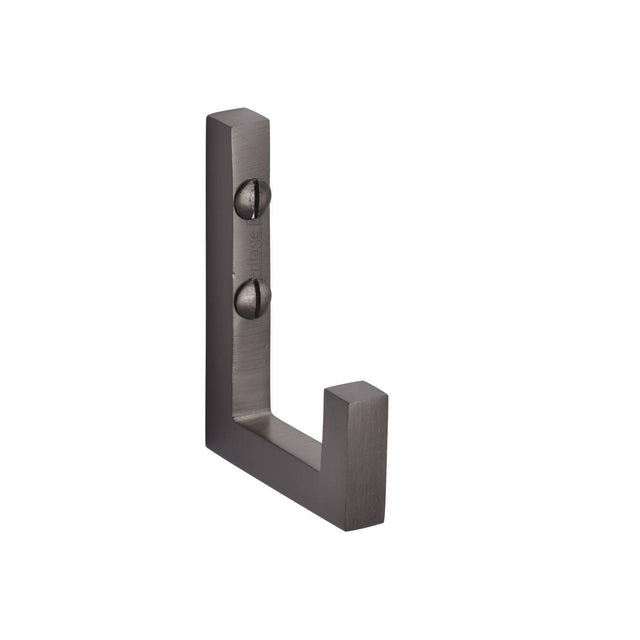 High quality image of the Heritage Brass Square Single Robe Hook Matt Bronze Finish | Sku. v1045-mb | Discounted prices available from Trade Door Handles