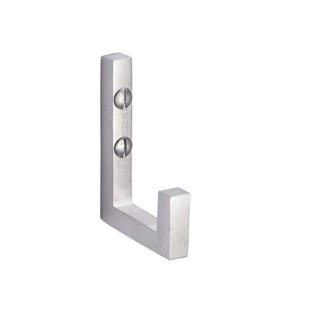 High quality image of the Heritage Brass Square Single Robe Hook Satin Chrome Finish | Sku. v1045-sc | Discounted prices available from Trade Door Handles