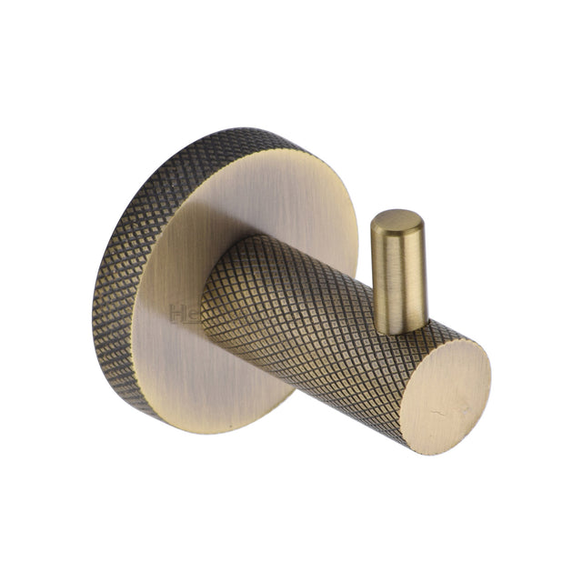 High quality image of the Heritage Brass Knurled Hook with Peg-Antique Brass Finish | Sku. v1046-at | Discounted prices available from Trade Door Handles
