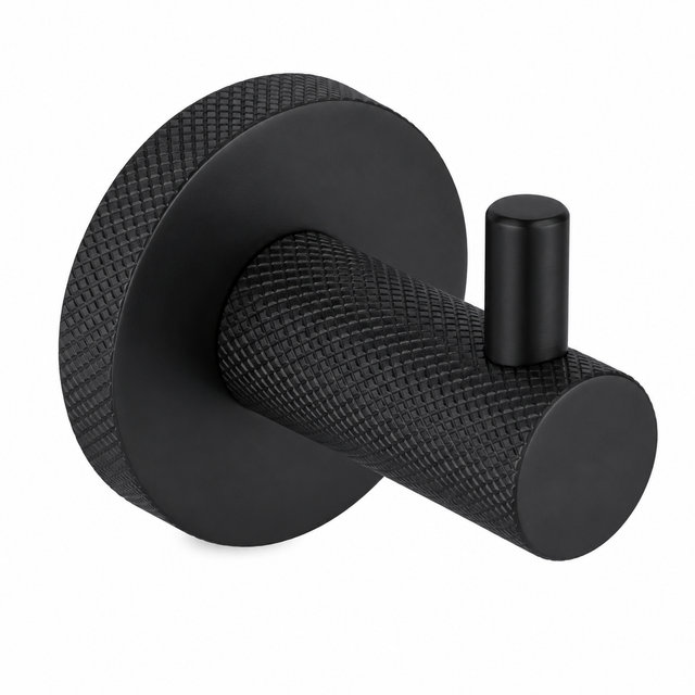 High quality image of the Heritage Brass Knurled Hook with Peg-Matt Black Finish | Sku. v1046-bkmt | Discounted prices available from Trade Door Handles