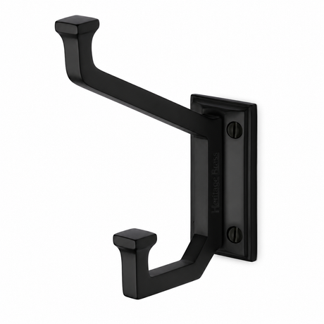 High quality image of the Heritage Brass Rectangular Hat and Coat Hook Matt Black Finish
 | Sku. v1053-bkmt | Discounted prices available from Trade Door Handles