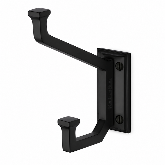 High quality image of the Heritage Brass Rectangular Hat and Coat Hook Matt Black Finish
 | Sku. v1053-bkmt | Discounted prices available from Trade Door Handles