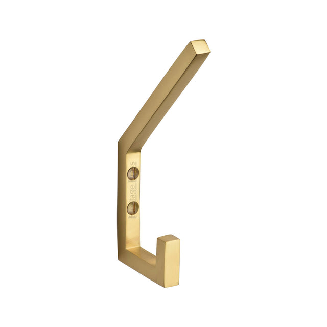 High quality image of the Heritage Brass Square Double Robe Hook Polished Brass Finish | Sku. v1055-pb | Discounted prices available from Trade Door Handles