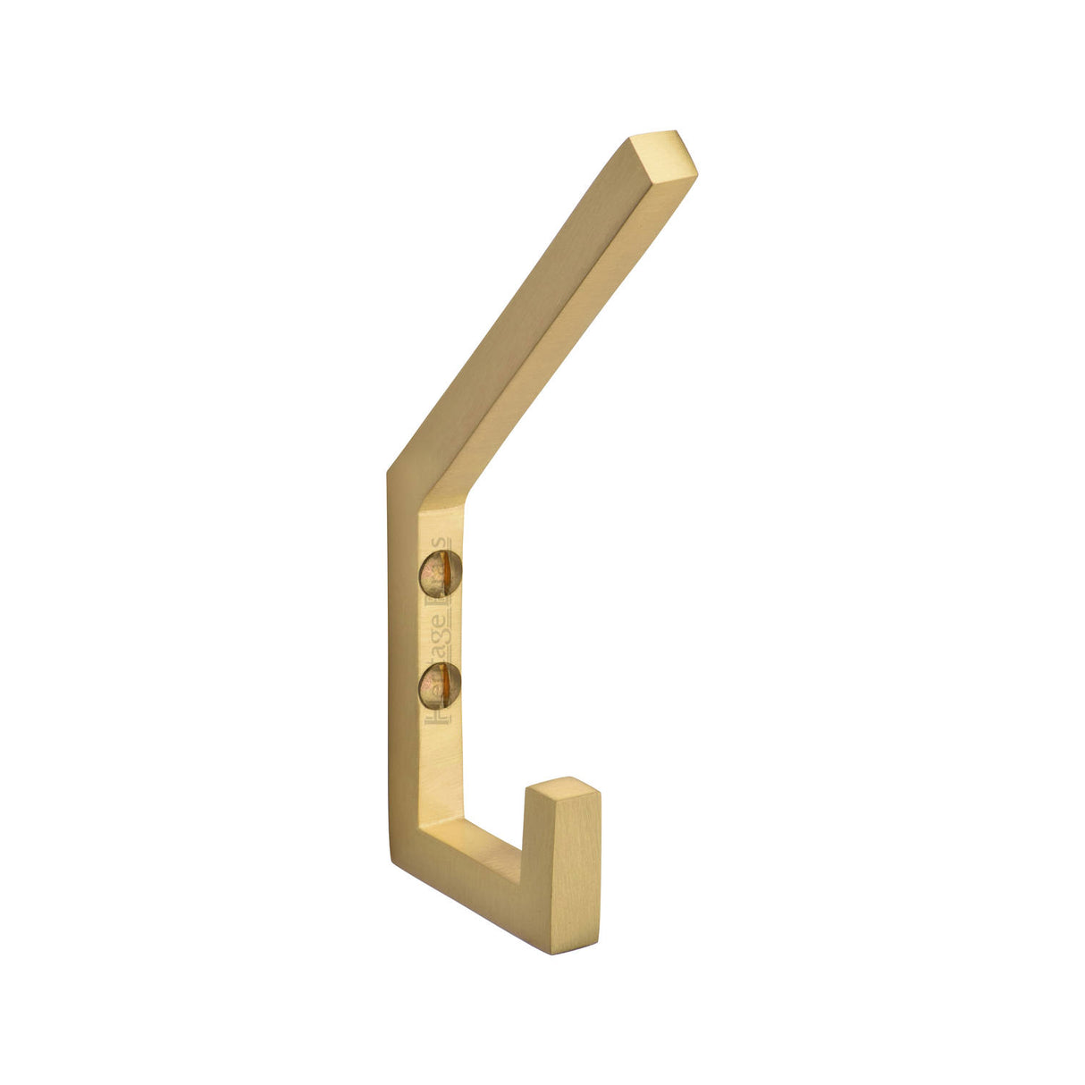 High quality image of the Heritage Brass Square Double Robe Hook Satin Brass Finish | Sku. v1055-sb | Discounted prices available from Trade Door Handles