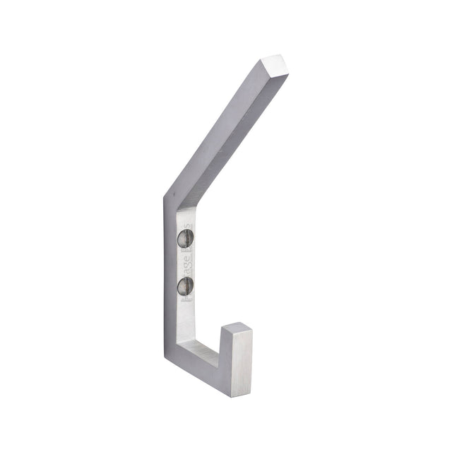 High quality image of the Heritage Brass Square Double Robe Hook Satin Chrome Finish | Sku. v1055-sc | Discounted prices available from Trade Door Handles