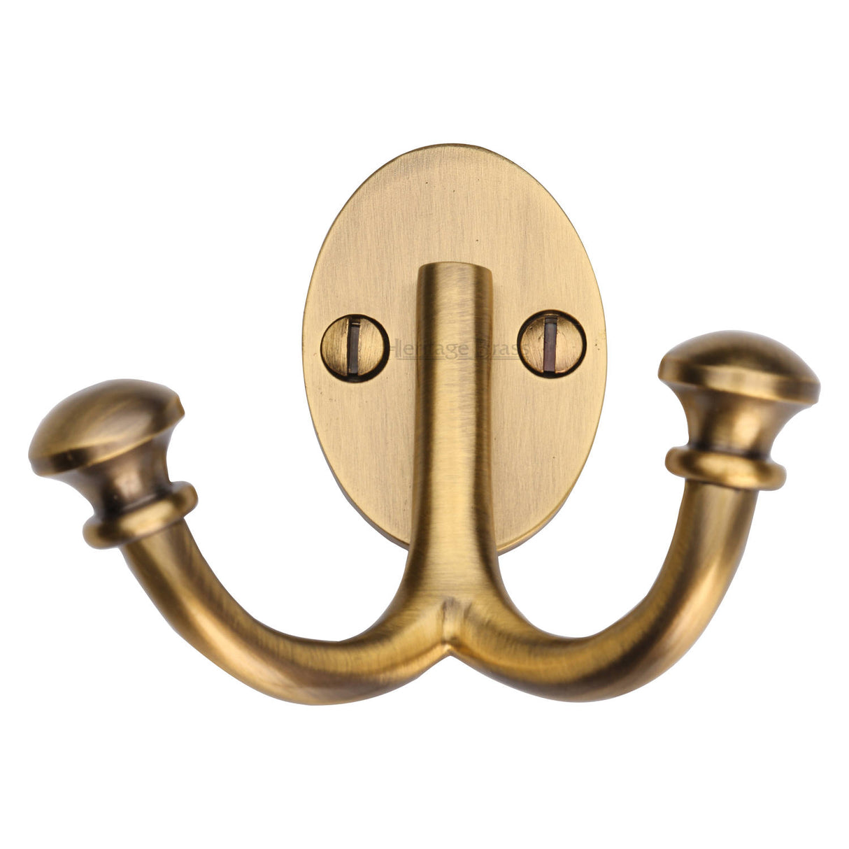 High quality image of the Heritage Brass Ball Double Robe Hook Antique Brass Finish | Sku. v1063-at | Discounted prices available from Trade Door Handles