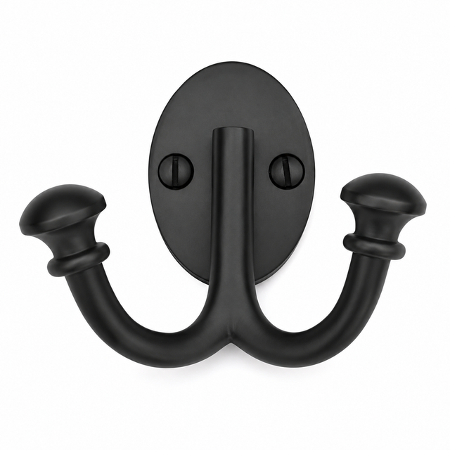 High quality image of the Heritage Brass Ball Double Robe Hook Matt Black Finish | Sku. v1063-bkmt | Discounted prices available from Trade Door Handles
