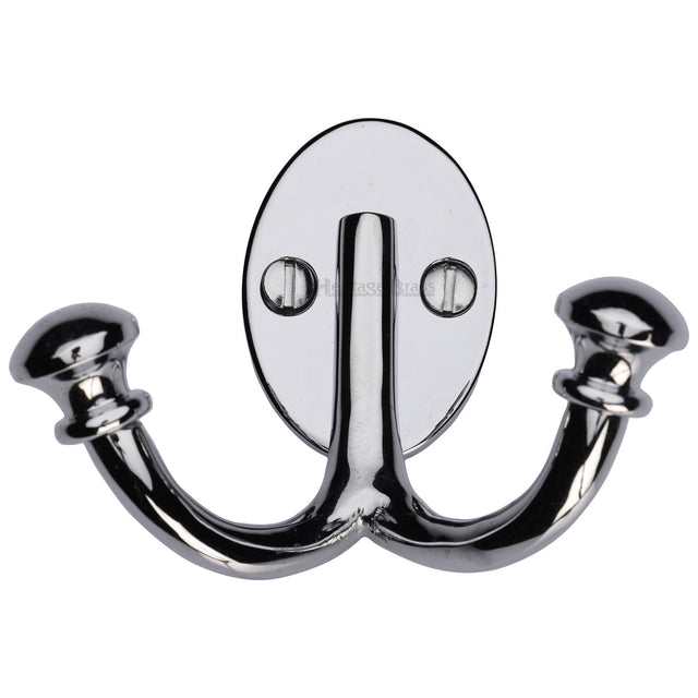 High quality image of the Heritage Brass Ball Double Robe Hook Polished Chrome Finish | Sku. v1063-pc | Discounted prices available from Trade Door Handles