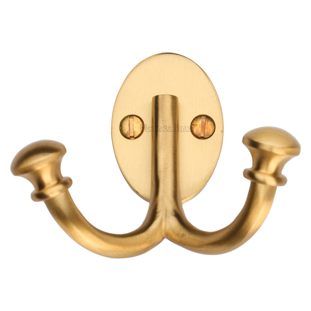 High quality image of the Heritage Brass Ball Double Robe Hook Satin Brass Finish | Sku. v1063-sb | Discounted prices available from Trade Door Handles