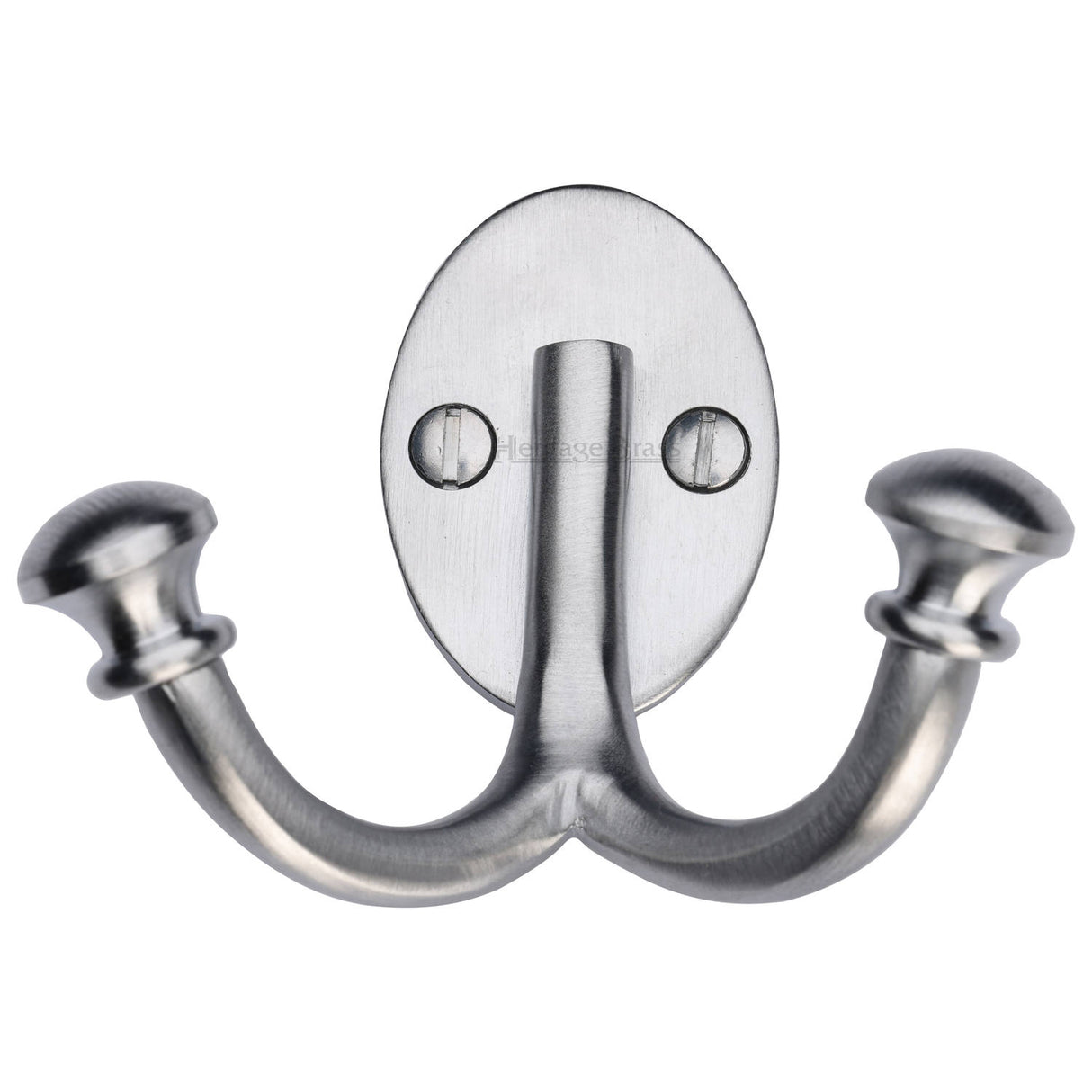 High quality image of the Heritage Brass Ball Double Robe Hook Satin Chrome Finish | Sku. v1063-sc | Discounted prices available from Trade Door Handles