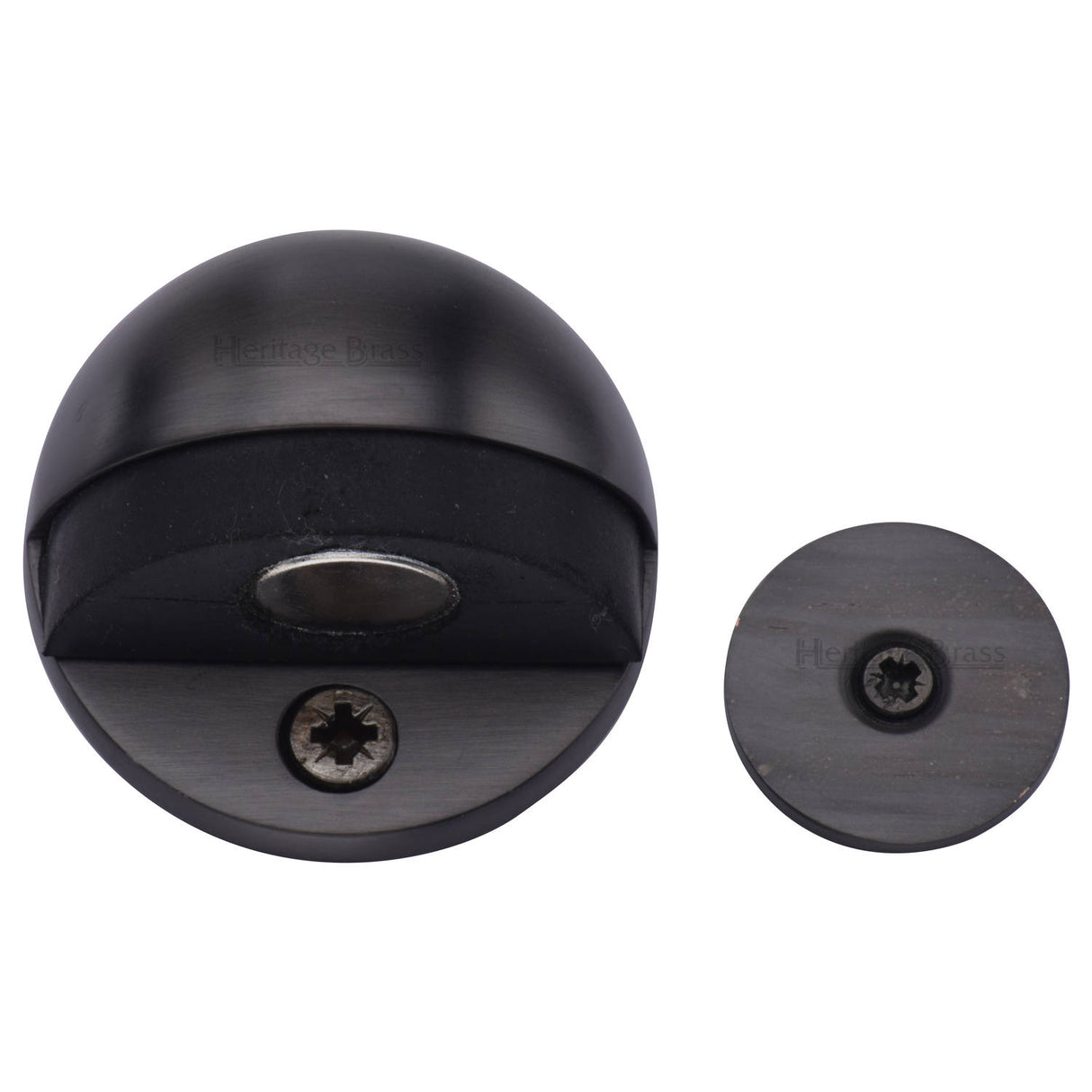 High quality image of the Heritage Brass Round Shielded Floor Mounted Magnetic Door Stop Matt Bronze Finish
 | Sku. v1080-mag-mb | Discounted prices available from Trade Door Handles
