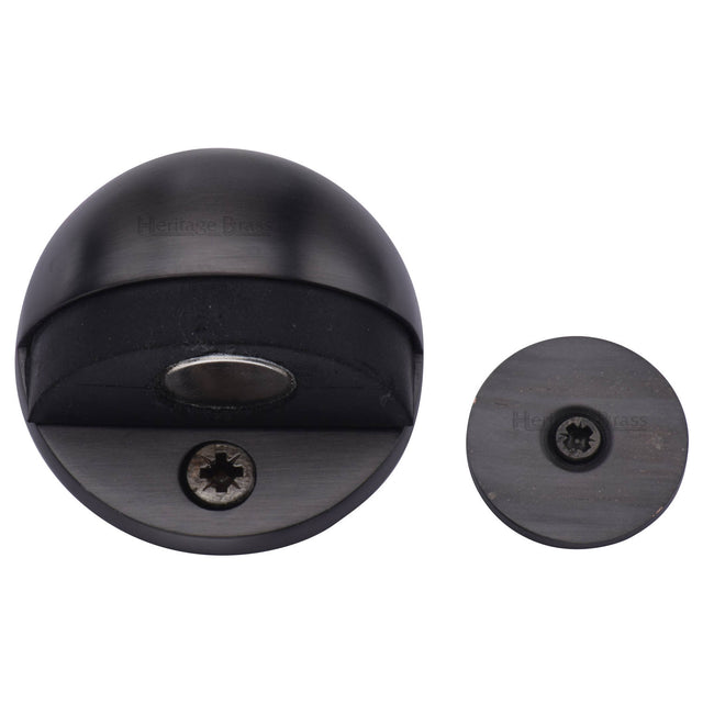 High quality image of the Heritage Brass Round Shielded Floor Mounted Magnetic Door Stop Matt Bronze Finish
 | Sku. v1080-mag-mb | Discounted prices available from Trade Door Handles