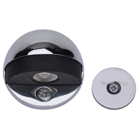 High quality image of the Heritage Brass Round Shielded Floor Mounted Magnetic Door Stop Polished Chrome Finish
 | Sku. v1080-mag-pc | Discounted prices available from Trade Door Handles