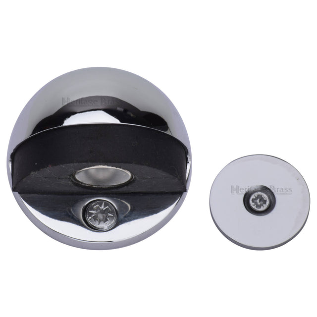 High quality image of the Heritage Brass Round Shielded Floor Mounted Magnetic Door Stop Polished Chrome Finish
 | Sku. v1080-mag-pc | Discounted prices available from Trade Door Handles