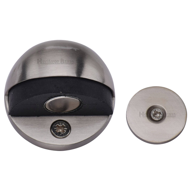 High quality image of the Heritage Brass Round Shielded Floor Mounted Magnetic Door Stop Satin Nickel Finish
 | Sku. v1080-mag-sn | Discounted prices available from Trade Door Handles