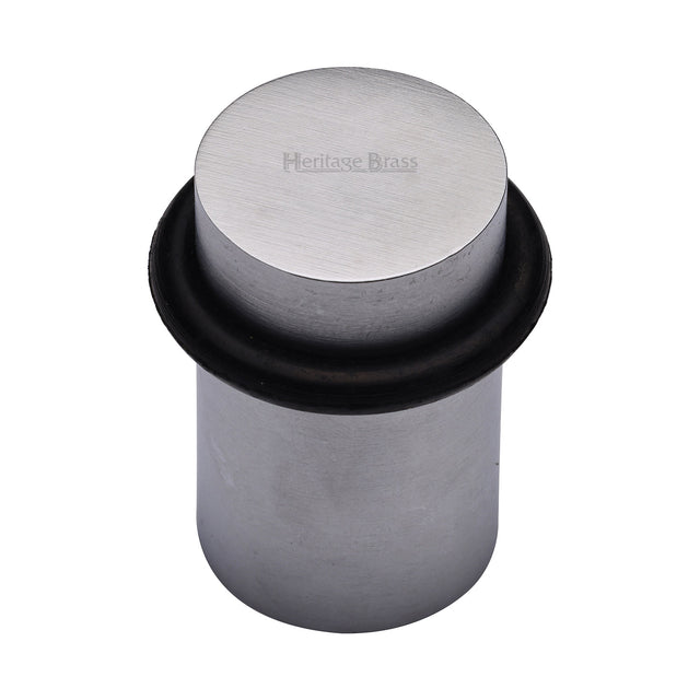 High quality image of the Heritage Brass Round Door Stop Satin Chrome Finish
 | Sku. v1083-sc | Discounted prices available from Trade Door Handles