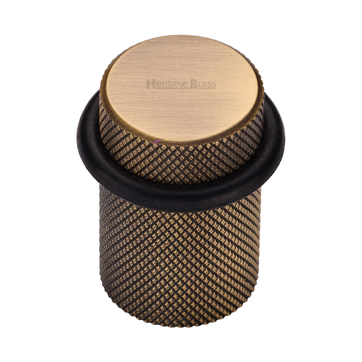 High quality image of the Heritage Brass Round Door Stop Knurled Antique Brass Finish
 | Sku. v1085-at | Discounted prices available from Trade Door Handles