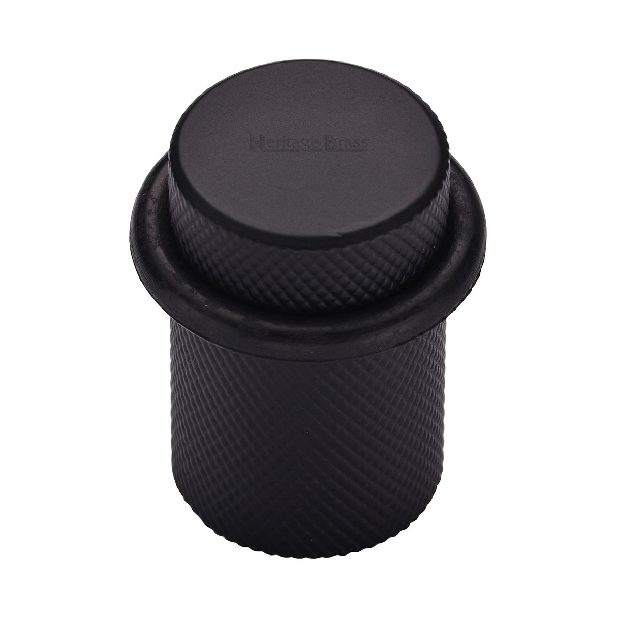 High quality image of the Heritage Brass Round Door Stop Knurled Matt Black Finish
 | Sku. v1085-bkmt | Discounted prices available from Trade Door Handles