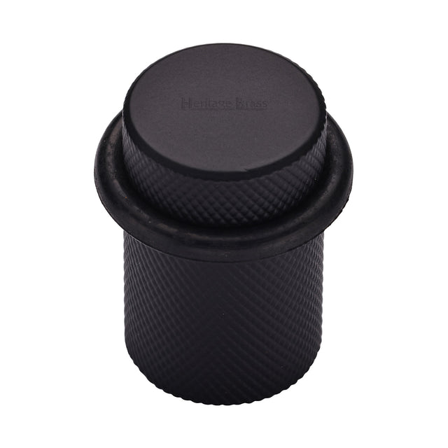 High quality image of the Heritage Brass Round Door Stop Knurled Matt Black Finish
 | Sku. v1085-bkmt | Discounted prices available from Trade Door Handles