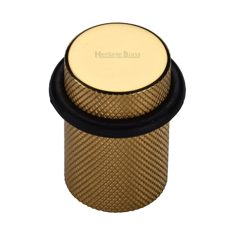 High quality image of the Heritage Brass Round Door Stop Knurled Polished Brass Finish
 | Sku. v1085-pb | Discounted prices available from Trade Door Handles
