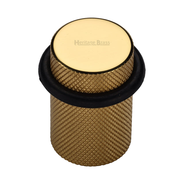 High quality image of the Heritage Brass Round Door Stop Knurled Polished Brass Finish
 | Sku. v1085-pb | Discounted prices available from Trade Door Handles