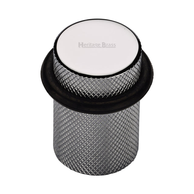 High quality image of the Heritage Brass Round Door Stop Knurled Polished Chrome Finish
 | Sku. v1085-pc | Discounted prices available from Trade Door Handles