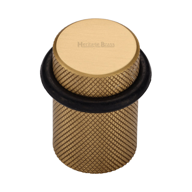 High quality image of the Heritage Brass Round Door Stop Knurled Satin Brass Finish
 | Sku. v1085-sb | Discounted prices available from Trade Door Handles