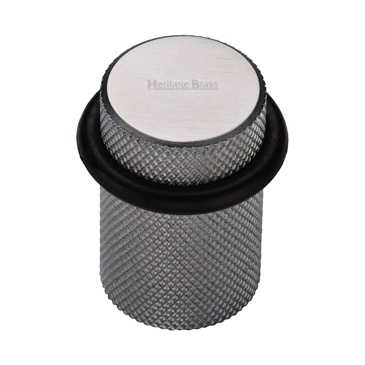 High quality image of the Heritage Brass Round Door Stop Knurled Satin Chrome Finish
 | Sku. v1085-sc | Discounted prices available from Trade Door Handles