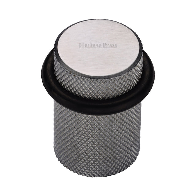 High quality image of the Heritage Brass Round Door Stop Knurled Satin Chrome Finish
 | Sku. v1085-sc | Discounted prices available from Trade Door Handles
