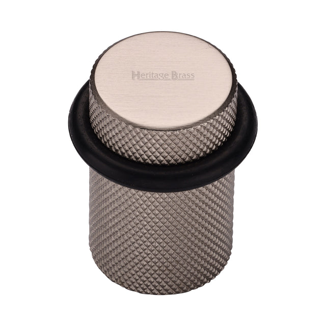 High quality image of the Heritage Brass Round Door Stop Knurled Satin Nickel Finish
 | Sku. v1085-sn | Discounted prices available from Trade Door Handles