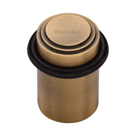 High quality image of the Heritage Brass Round Door Stop Stepped Antique Brass Finish
 | Sku. v1086-at | Discounted prices available from Trade Door Handles